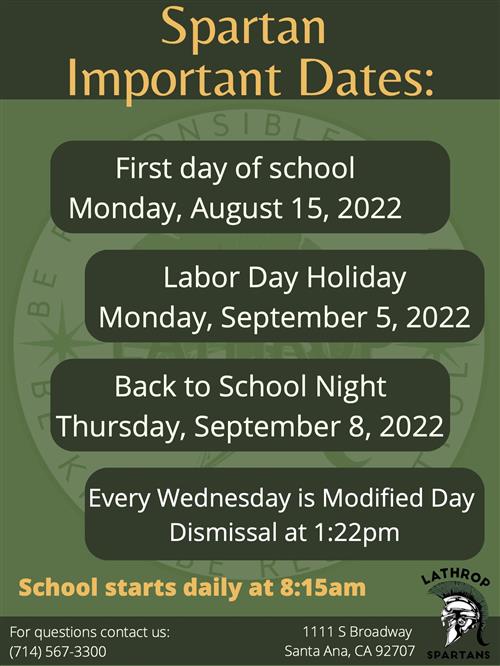 Important Dates